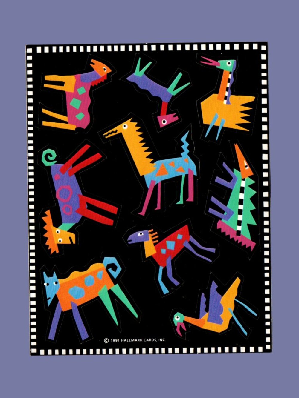Hallmark Weird Geometric Animals Vintage 1991 Sticker Sheet